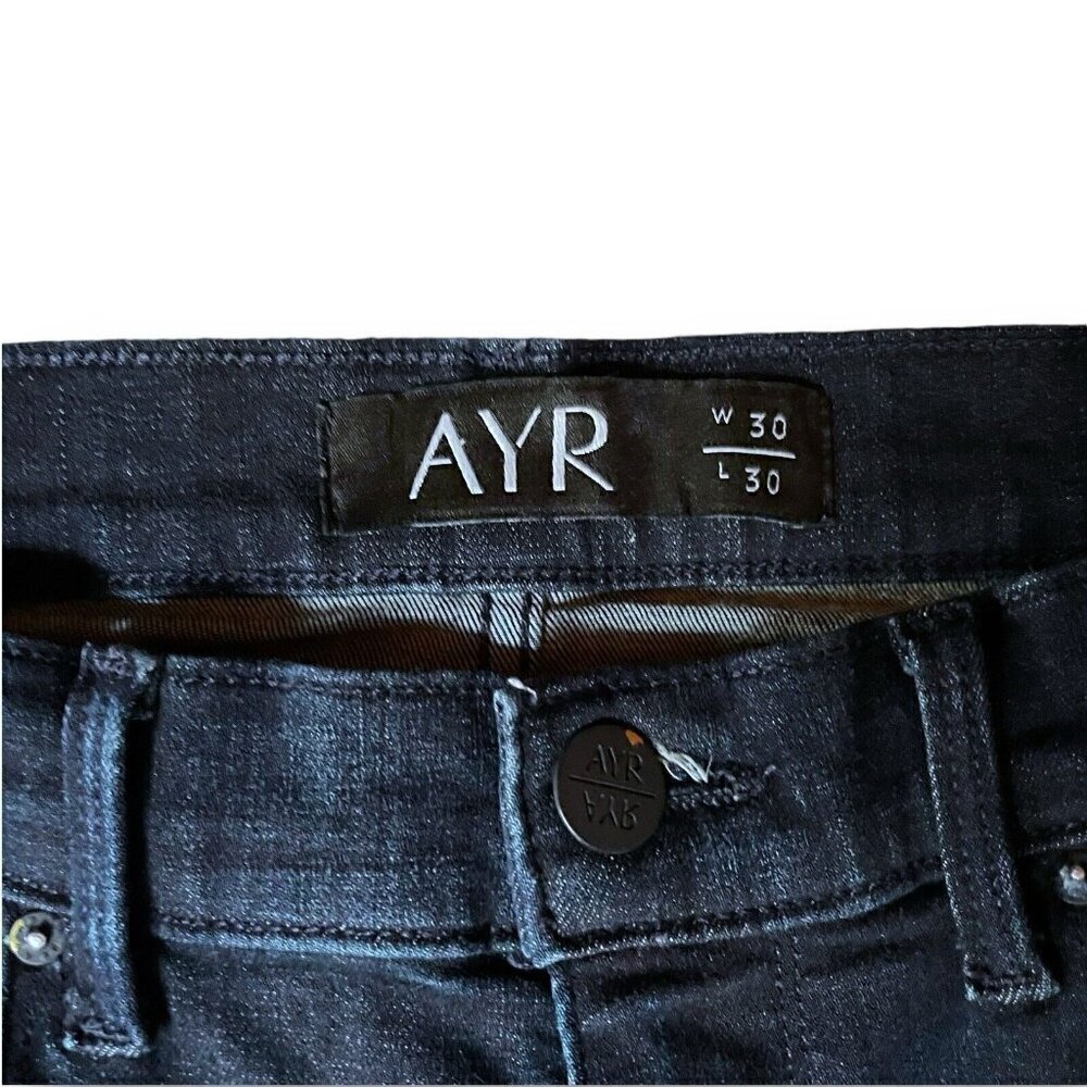 Ayr Womens Skinny Jeans Sz 30X30 Blue Dark Wash Ankle Stretch Denim Distressed - Picture 7 of 7